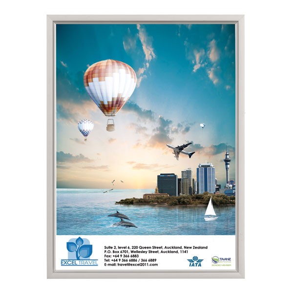 Slide In Frame 18'' X 24''  Poster Size 0.93" Silver Color Profile, Mitered Corner, Single Sided