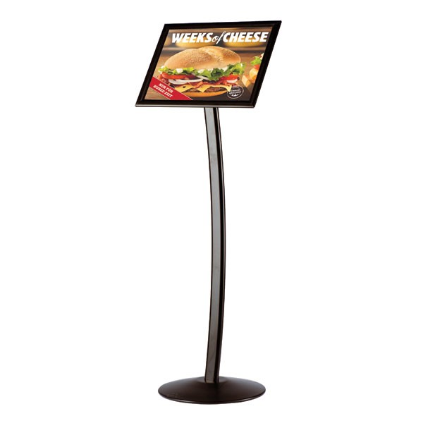 Curved Sign Holder 11" x 17" Poster Size Black, Landscape & Portrait position