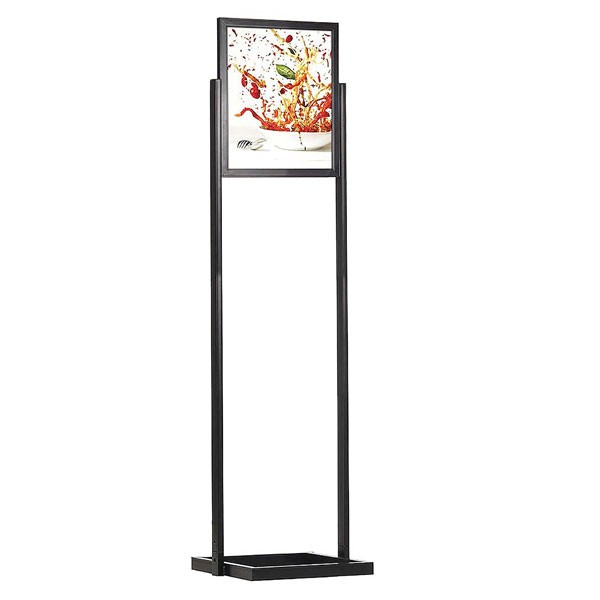 Eco Floor Stand 18"w x 24"h Poster Size Black, 1 Tier, Double Sided