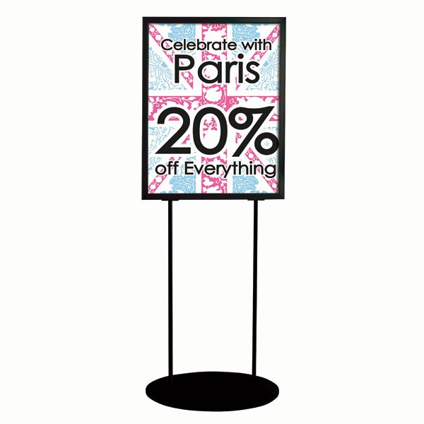 Oval Floor Stand 22"w x 28"h Poster Size Black, Double Sided