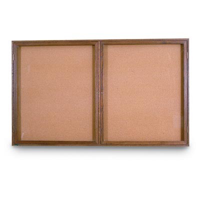 48 x 36" Double Door Standard Indoor Wood Enclosed Corkboard