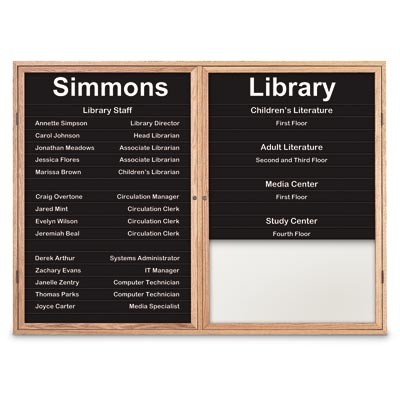 48 x 36" Double Door Illuminated Enclosed Magnetic Directory Board w/ Header