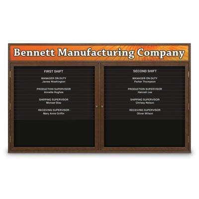 60 x 36" Double Door Enclosed Magnetic Directory Board w/ Header