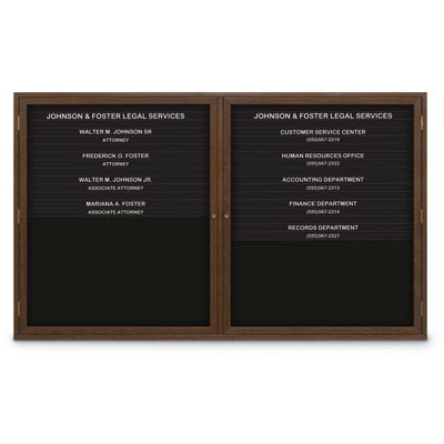 60 x 36" Double Door Illuminated Enclosed Magnetic Directory Board