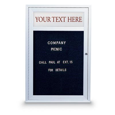 24 x 36" Single Door Indoor Enclosed Letterboard w/ Illuminated Header