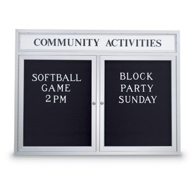 60 x 36" Double Door Outdoor Enclosed Letterboard w/ Header