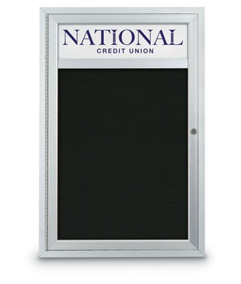 18 x 24" Single Door Standard Outdoor Enclosed Letterboard w/ Header