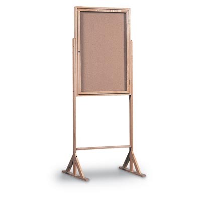 24 x 36" Wood Framed Enclosed Double Pedestal Corkboard