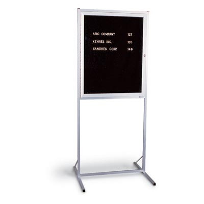 30 x 36" Aluminum Framed Enclosed Double Pedestal Corkboard