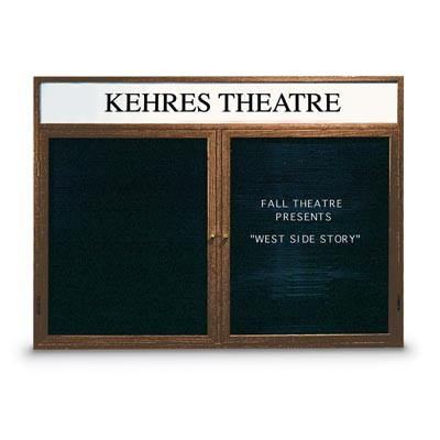 60 x 36" Double Door Indoor Wood Enclosed Letterboard w/ Header