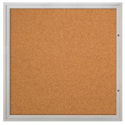 48 x 48" Double Door Illuminated Indoor Enclosed Corkboards