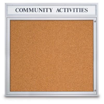48 x 48" Single Door with Header Indoor Enclosed Corkboards