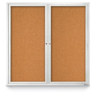48 x 48" Double Door Standard Indoor Enclosed Corkboards