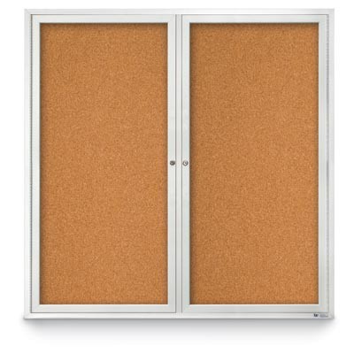 48 x 48" Double Door Standard Indoor Enclosed Corkboards