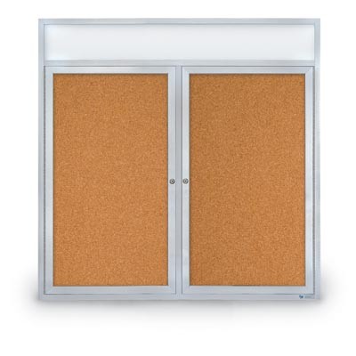 48 x 48" Double Door with Illuminated Header Indoor Enclosed Corkboards