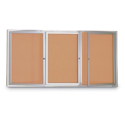 96 x 48" Triple Door Standard Indoor Enclosed Corkboards