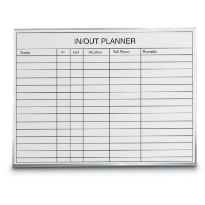 36 x 24" Melamine Open Faced In/Out Planner Board