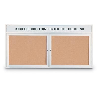 60 x 36" Double Door with Illuminated Header Outdoor Enclosed Corkboard