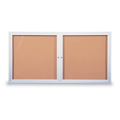 60 x 36" Double Door Illuminated Enclosed Corkboards