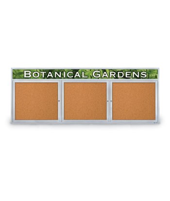 96 x 36" Triple Door with Illuminated Header Outdoor Enclosed Corkboards