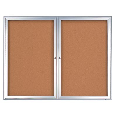 48 x 36" Double Door Radius Frame- Indoor Enclosed Corkboard