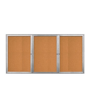 96 x 36" Triple Door Radius Frame- Indoor Enclosed Corkboard