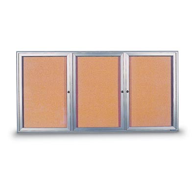 96 x 48" Triple Door Radius Frame- Indoor Enclosed Corkboard