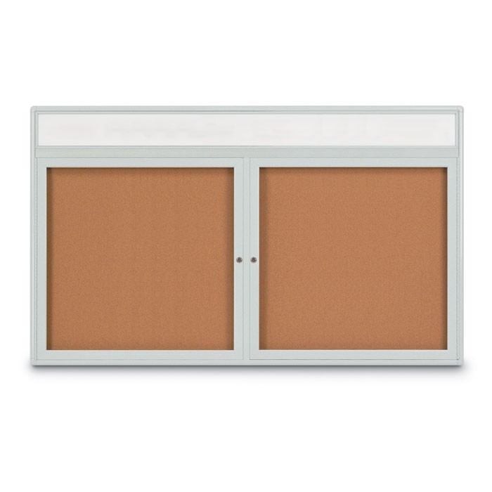 60 x 36" Double Door Radius Corner w/ Header- Indoor Enclosed Corkboard