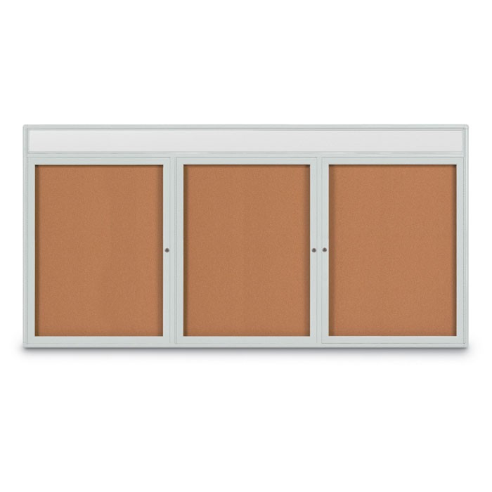 96 x 48" Triple Door Radius Corner w/ Header- Indoor Enclosed Corkboard