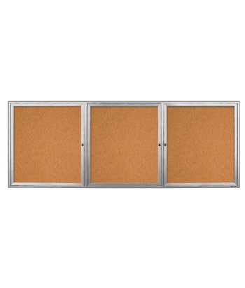 96 x 36" Triple Door Radius Frame- Outdoor Enclosed Corkboard