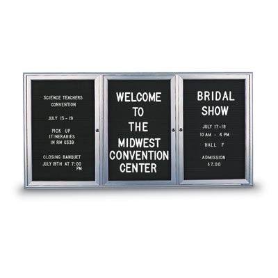 72 x 36" Triple Door Outdoor Enclosed Letterboard with Radius Frame