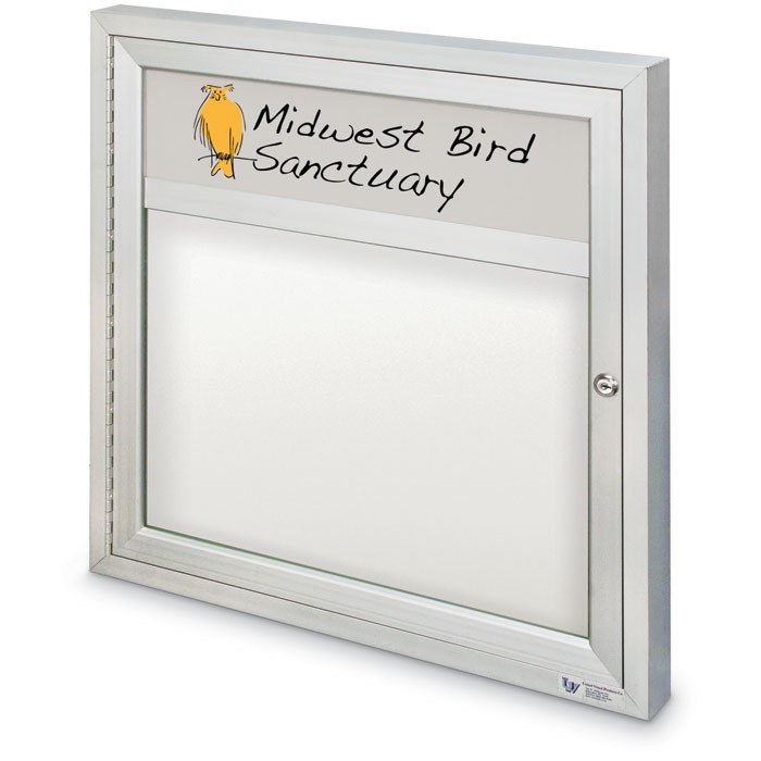 36 x 36" Single Door Outdoor Enclosed Dry/Wet Erase Board w/ Header