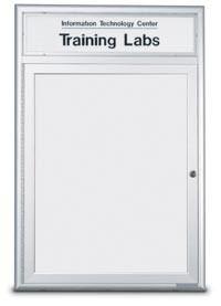 18 x 24" Single Door Standard Radius Frame Indoor Enclosed Dry/Wet Erase Board w/ Header