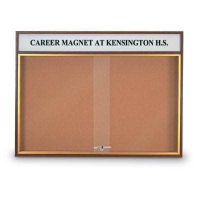 60 x 36" Standard Wood Sliding Door Corkboards w/ Header