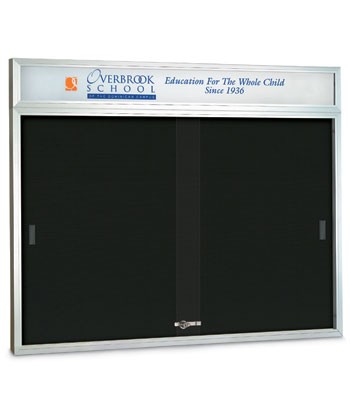 60 x 36" Sliding Glass Door Enclosed Letterboard W/ Header