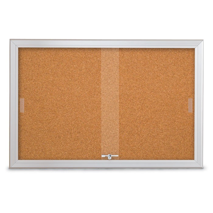 36 x 24" Sliding Glass Corkboards with Radius Frame