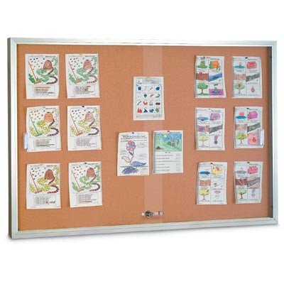 60 x 36" Sliding Glass Corkboards with Radius Frame