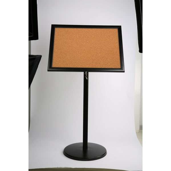 Poster Board on Curved Post with Cork 4x8.5"x11" Viewable Area Landscape/Portrait use Black
