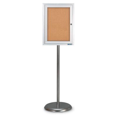 Chrome Base/ Satin Frame Pedestal Corkboard