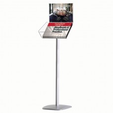 Decorative Brochure Stand Plus 8.5" x 11" Paper Area,  Landscape Silver Anodized Aluminum & Acrylic