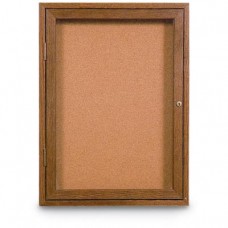 18 x 24" Single Door Illuminated Indoor Wood Enclosed Corkboard