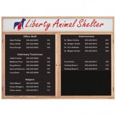 48 x 36" Double Door Enclosed Magnetic Directory Board w/ Header