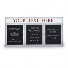 72 x 36" Triple Door Indoor Enclosed Letterboards w/ Header