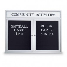 42 x 32" Double Door Outdoor Enclosed Letterboard w/ Header