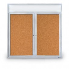 48 x 48" Double Door with Illuminated Header Indoor Enclosed Corkboards