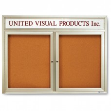 48 x 36" Double Door with Illuminated Header Indoor Enclosed Corkboards