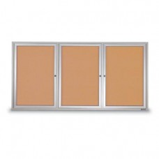 96 x 48" Triple Door Illuminated Outdoor Enclosed Corkboards