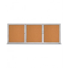 96 X 36" Triple Door Illuminated Outdoor Enclosed Corkboards