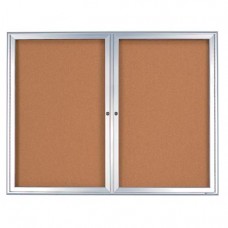 60 x 36" Double Door Standard 4" Radius Frame Enclosed Corkboard