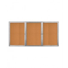 96 x 36" Triple Door Radius Frame- Indoor Enclosed Corkboard